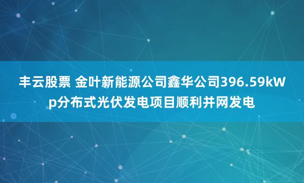 丰云股票 金叶新能源公司鑫华公司396.59kWp分布式光伏发电项目顺利并网发电