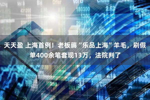 天天盈 上海首例！老板薅“乐品上海”羊毛，刷假单400余笔套现13万，法院判了