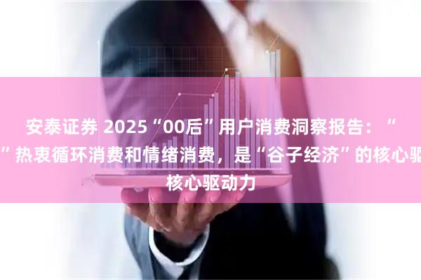 安泰证券 2025“00后”用户消费洞察报告:“00后”热衷循环消费和情绪消费,是“谷子经济”的核心驱动力