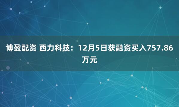 博盈配资 西力科技:12月5日获融资买入757.86万元