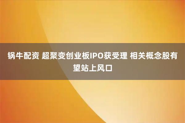 锅牛配资 超聚变创业板IPO获受理 相关概念股有望站上风口